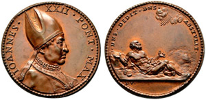 Giovanni XXII. 1316-1334. Bronzemedaille o. ... 