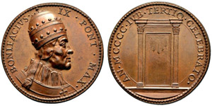 Bonifacio IX. 1389-1404. Bronzemedaille o. ... 