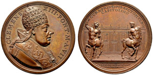 Clemente XIII. 1758-1769. Bronzemedaille o. ... 