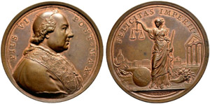 Pio VI. 1775-1799. Bronzemedaille 1776. Auf ... 
