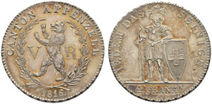 AppenzellAusserrhoden - 4 Franken 1816. ... 