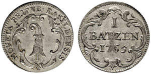 Basel - Stadt - Batzen 1765. 1.75 g. ... 