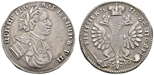 Peter I, 1682-1725 - 1710 - Polupoltinnik ... 