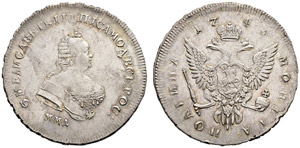 Elizabeth - 1743 - Poltina 1743, Red Mint. ... 