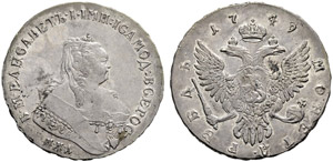 Elizabeth - 1749 - Rouble 1749, Red Mint, ... 