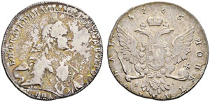 Catherine II, the Great - 1765 - Rouble ... 
