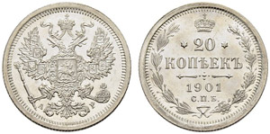 Nicholas II - 1901 - 20 Kopecks 1901, St. ... 