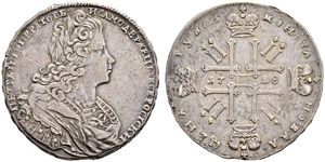 Peter II, 1727-1730 - Rouble 1728, ... 