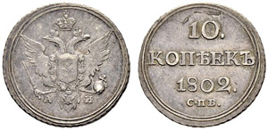 Alexander I, 1801-1825 - 10 Kopecks 1802, ... 
