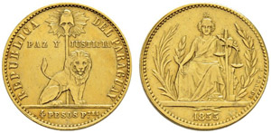 Republik / Republic - 4 Pesos 1855, Paris. ... 