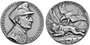 Drittes Reich - Zinkmedaille 1940. Auf ... 