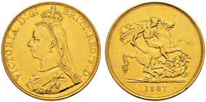 Victoria, 1837-1901 - 5 Pounds 1887, London. ... 