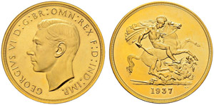 George VI. 1936-1952 - 5 Pounds 1937, ... 