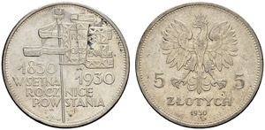 Republik - 5 Zlotych 1930. 100-Jahrfeier der ... 