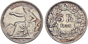 Eidgenossenschaft - 5 Franken 1850. 24.98 g. ... 