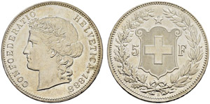 Eidgenossenschaft - 5 Franken 1888. 25.02 g. ... 