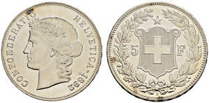 Eidgenossenschaft - 5 Franken 1892. 25.03 g. ... 