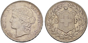 Eidgenossenschaft - 5 Franken 1900. 25.00 g. ... 