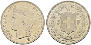 Eidgenossenschaft - 5 Franken 1909. 25.98 g. ... 