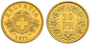 Proben - 20 Franken 1871. 6.46 g. Divo 9. ... 