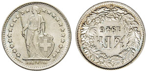 Fehlprägungen - ½ Franken 1946, Bern. ... 