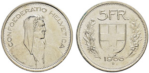 Fehlprägungen - 5 Franken 1966. Fehler der ... 