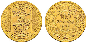 Ahmed Bei, 1929-1942. 100 Francs 1931. 6.54 ... 