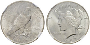 1 Dollar 1923. Peace-Dollar. NGC MS65. FDC.