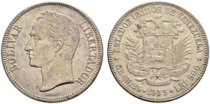 Republik - 5 Bolivares 1936. 25.00 g. KM ... 