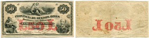 50 Pesos vom 1 Januar 1869. Pick S488a. ... 