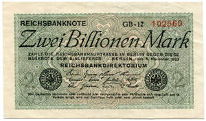 2 Billionen Mark vom 5. November 1923. ... 