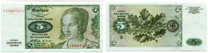 Lot. 5 Deutsche Mark vom 2. Januar 1960. Nr. ... 