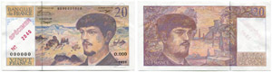 20 Francs o. J. (Typ 1980-1997) SPECIMEN. ... 