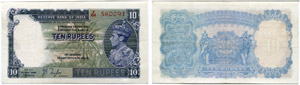 10 Rupees o. J. (1937). Signatur J. B. ... 