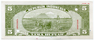 Republik Indonesien. Lot. 5 Rupien vom 1(1). ... 