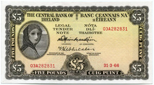 Zentralbank von Irland. 5 Pfund vom 31. ... 