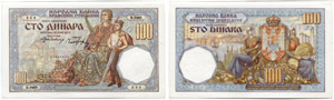 100 Dinara vom 15. Juli 1934. Pick 31.   I
