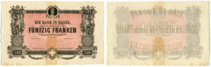 Basel - 50 Franken von 1877. Erstes ... 