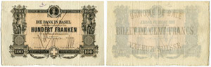 Basel - 100 Franken von 1879 (Überdruck auf ... 