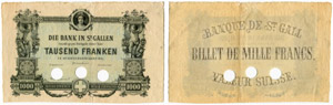 St. Gallen - 1000 Franken o. J. (ab 1873). ... 