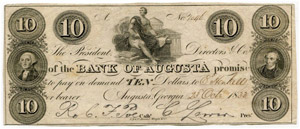 Georgia - Lot. Bank of Augusta. 10 Dollars ... 