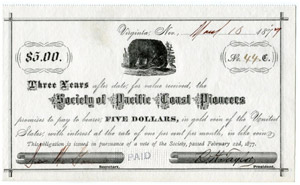 Nevada - Virginia City. 5 Dollars 1877 ... 