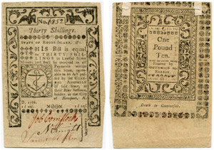 Rhode Island - 30 Shillings/One Pound Ten of ... 
