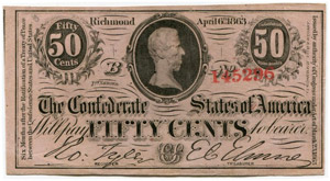 Confederate Paper Money - 1863 issues. Lot. ... 