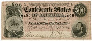Confederate Paper Money - 500 Dollars of ... 