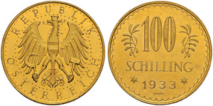 I. Republik. 1918-1938 - 100 Schilling 1933. ... 
