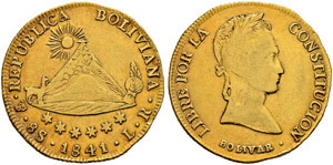 Republik - 8 Escudos 1841, Potosi. Assayer ... 