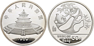 Volksrepublik - 50 Yuan 1989. Panda. 5 Unzen ... 