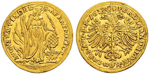 Augsburg, Stadt - Goldgulden 1637. St. Afra ... 