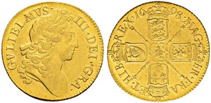 William III. 1694-1702. Guinea 1698.  8.36 ... 